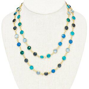 Swarovski Crystal Chiclet 36" Coin Station Chain Vintage Swan Signed